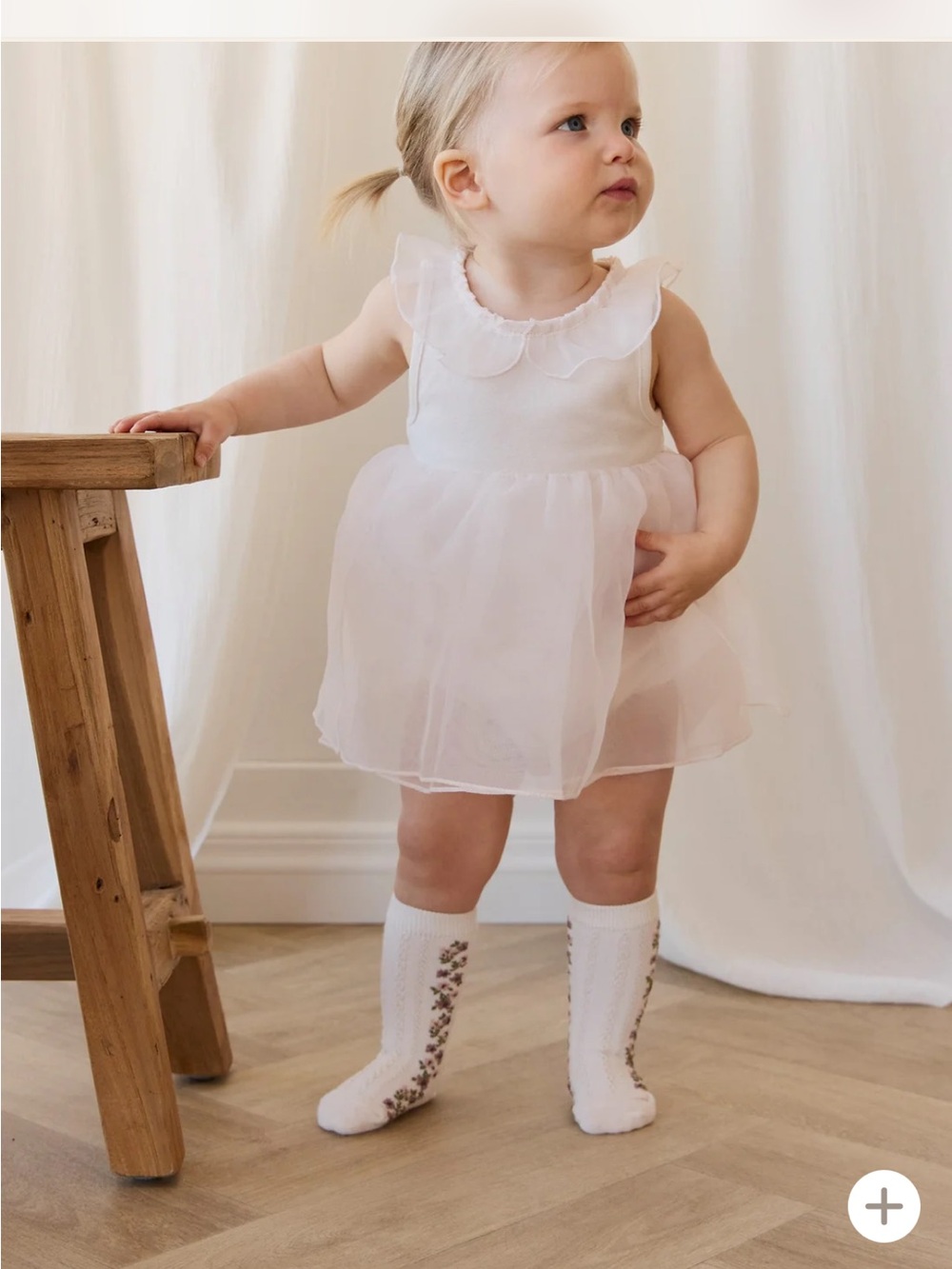 Jamie Kay Pale Pink Tulle Dress with Scalloped Collar